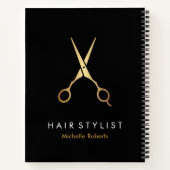 Trendy Personalisiert Modern Black Gold Haairstyli Notizblock (Rückseite)