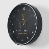 Trendy Personalisiert Modern Black Gold Haairstyli Uhr (Winkel)