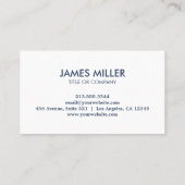 Trendy Personalisiert Moderne Luxus Weiß und Blau Visitenkarte (Rückseite)