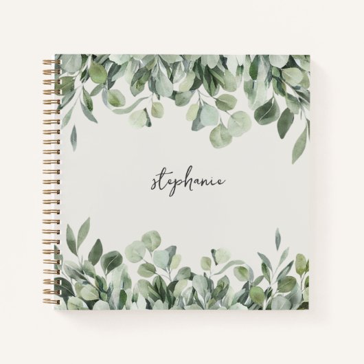 Trendy Personalisiert Name Eukalyptus Greenery Notizblock (Vorderseite)