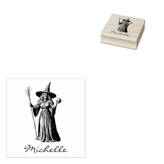 Trendy Personalisiert Name Hexe Halloween Gummistempel (Stempel)