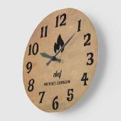 Trendy Personalisiert name Koch Brown Große Wanduhr (Winkel)