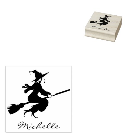 Trendy Personalisiert Name Niedlich Hexe Halloween Gummistempel (Stempel)