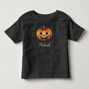 Trendy Personalisiert Name Orange Pumpkin Hallowee Kleinkind T-shirt