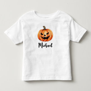 Trendy Personalisiert Name Orange Pumpkin Hallowee Kleinkind T-shirt