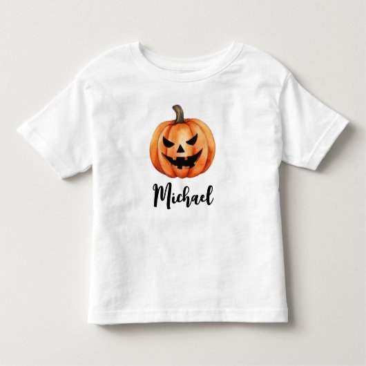 Trendy Personalisiert Name Orange Pumpkin Hallowee Kleinkind T-shirt (Vorderseite)