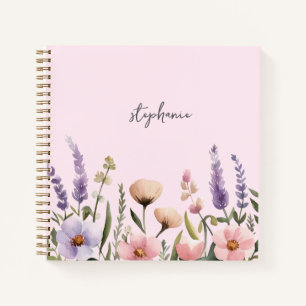 Trendy Personalisiert Name Watercolor Wildblume Notizblock
