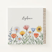 Trendy Personalisiert Name Watercolor Wildblume Notizblock (Rückseite)