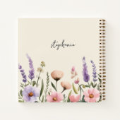 Trendy Personalisiert Name Watercolor Wildblume Notizblock (Rückseite)
