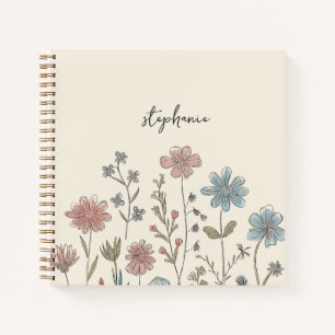 Trendy Personalisiert Name Watercolor Wildblume Notizblock