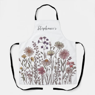 Trendy Personalisiert Name Watercolor Wildblume Schürze