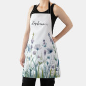 Trendy Personalisiert Name Watercolor Wildblume Schürze (InSitu)