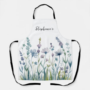Trendy Personalisiert Name Watercolor Wildblume Schürze