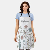 Trendy Personalisiert Name Watercolor Wildblume Schürze (Getragen)