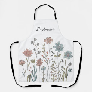 Trendy Personalisiert Name Watercolor Wildblume Schürze
