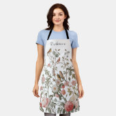 Trendy Personalisiert Name Wildblumen & Vögel Schürze (Getragen)