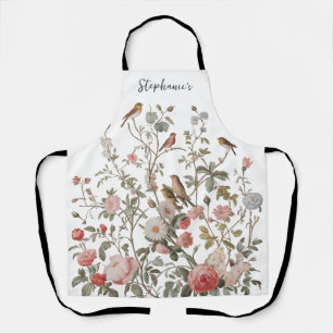 Trendy Personalisiert Name Wildblumen & Vögel Schürze