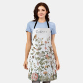 Trendy Personalisiert Name Wildblumen & Vögel Schürze (Getragen)