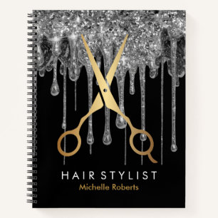 Trendy Personalisiert silber Glitzer Hairstylis Notizblock