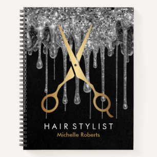 Trendy Personalisiert silber Glitzer Hairstylis Notizblock