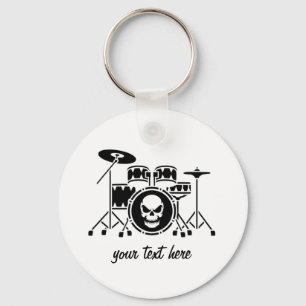 Trendy Personalisiert skull Drum Set Music Drummer Schlüsselanhänger