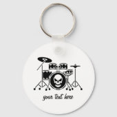 Trendy Personalisiert skull Drum Set Music Drummer Schlüsselanhänger (Rückseite)