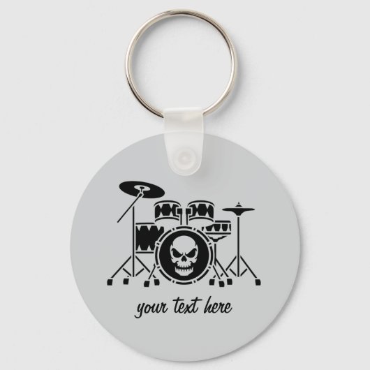 Trendy Personalisiert skull Drum Set Music Drummer Schlüsselanhänger (Vorderseite)