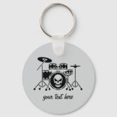 Trendy Personalisiert skull Drum Set Music Drummer Schlüsselanhänger (Rückseite)