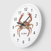 Trendy Personalisiert Watercolor Crab Summer Beach Große Wanduhr (Winkel)