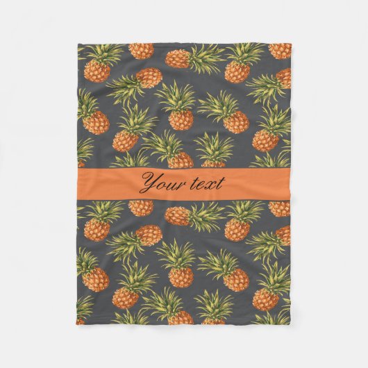 Trendy personalisierte Ananas Fleecedecke (Vorderseite)