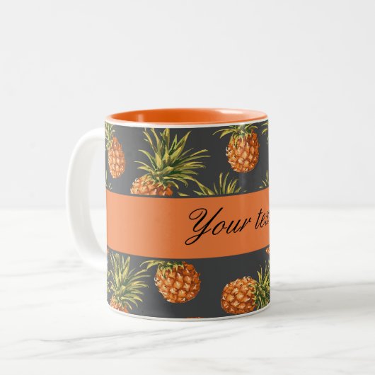 Trendy personalisierte Ananas Zweifarbige Tasse (Vorderseite Links)