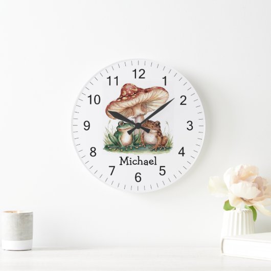 Trendy Personalisierte Niedlich Happy Frog and Mus Große Wanduhr (Zuhause)