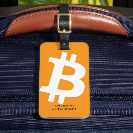 Trendy Personalisiertes Bitcoin Orange Logo Gepäckanhänger (Vorderseite Insitu 2)