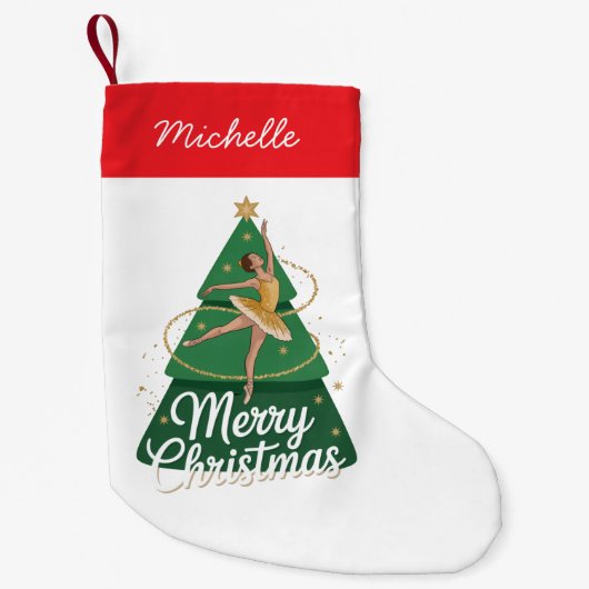 Trendy Personalized Ballerina Christmas Tree  Kleiner Weihnachtsstrumpf (Vorderseite)