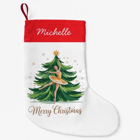 Trendy Personalized Ballerina Christmas Tree  Kleiner Weihnachtsstrumpf (Vorderseite)