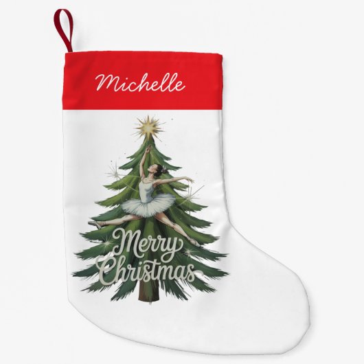 Trendy Personalized Ballerina Christmas Tree  Kleiner Weihnachtsstrumpf (Vorderseite)