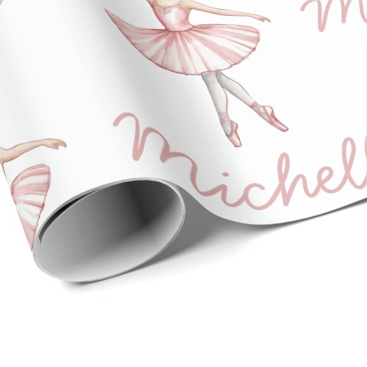 Trendy Personalized ballet Ballerina dancer Geschenkpapier (Rolleneckpunkt)
