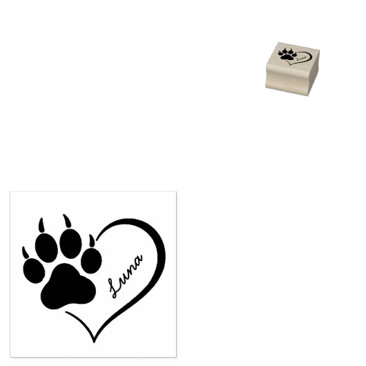 Trendy Personalized Dog Pet Paw Heart Print Gummistempel (Stempel)
