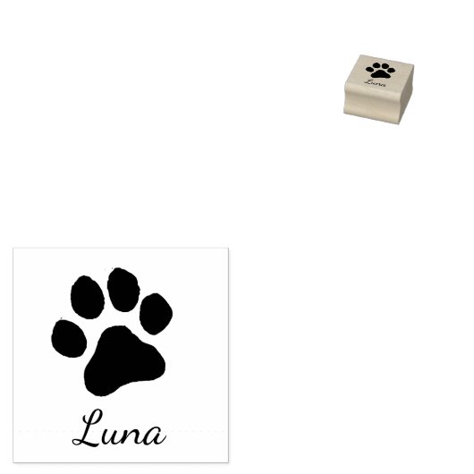Trendy Personalized Dog Pet Paw Print Cute        Gummistempel (Stempel)