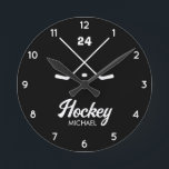 Trendy Personalized Hockey Player Name Number      Runde Wanduhr<br><div class="desc">Trendy Personalized Hockey Player Name Number Round Clock</div>