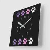 Trendy Pet Dog Paws Wall Clocks Quadratische Wanduhr (Winkel)