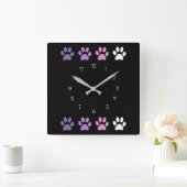 Trendy Pet Dog Paws Wall Clocks Quadratische Wanduhr (Zuhause)