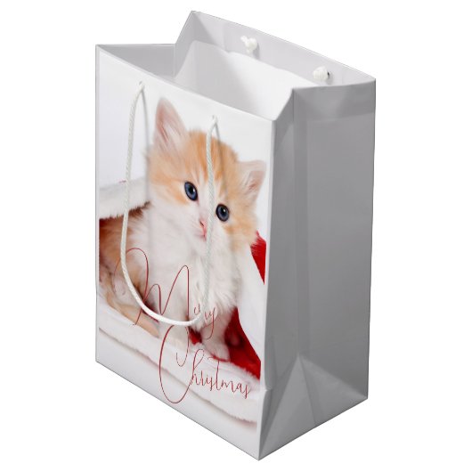 Trendy Pet Lovers Frohe Weihnachten Mittlere Geschenktüte (Vorderseite Schrägansicht)