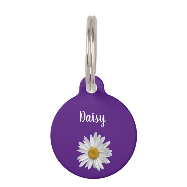 Trendy Pet White Daisy Niedlich Lila Haustiermarke (Vorderseite)