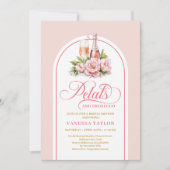 Trendy petals and prosecco blush gold celebration einladung (Vorderseite)