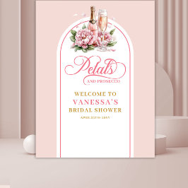 Trendy petals and prosecco bridal shower backdrop wandteppich