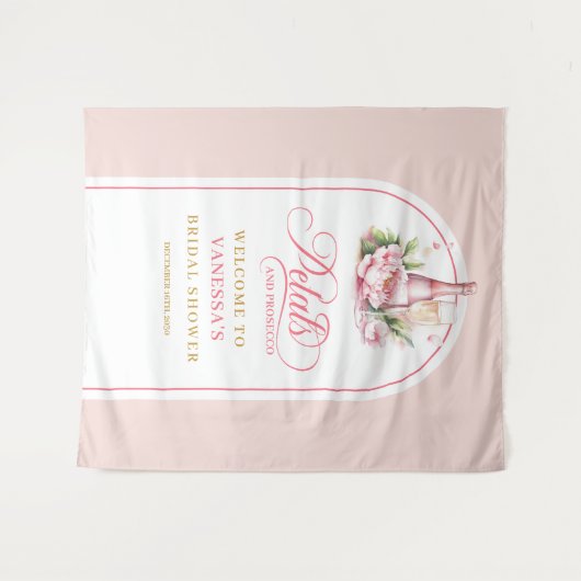 Trendy petals and prosecco celebration backdrop wandteppich (Vorderseite (Horizontal))