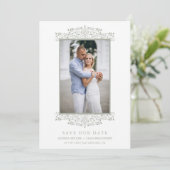 Trendy Photo Chic Ornament Sophisticated Wedding Save The Date (Stehend Vorderseite)