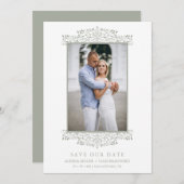 Trendy Photo Chic Ornament Sophisticated Wedding Save The Date (Vorne/Hinten)