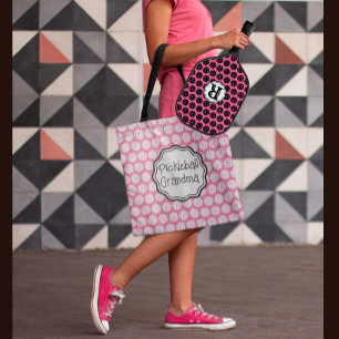 Trendy Pickleball Black & Pink 3 Buchstaben Monogr Tasche
